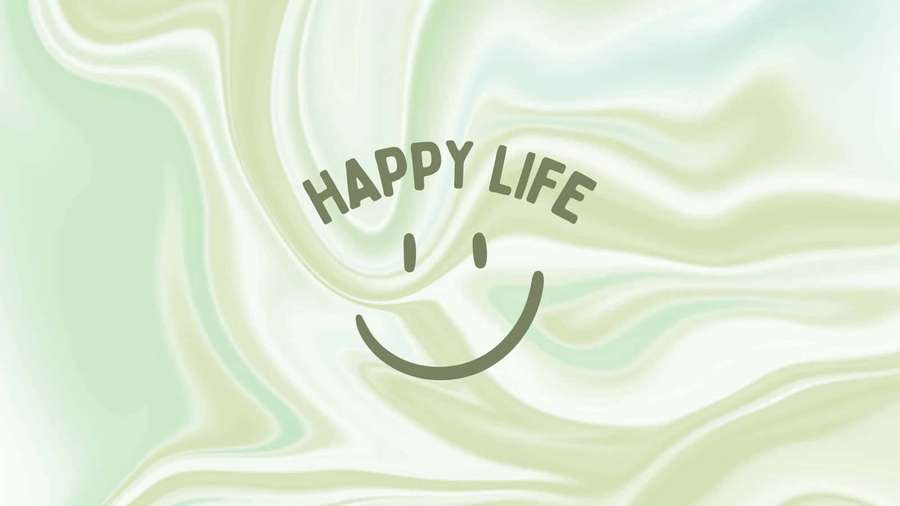 Happy life smiley face on swirling mint and cream background — Life Background