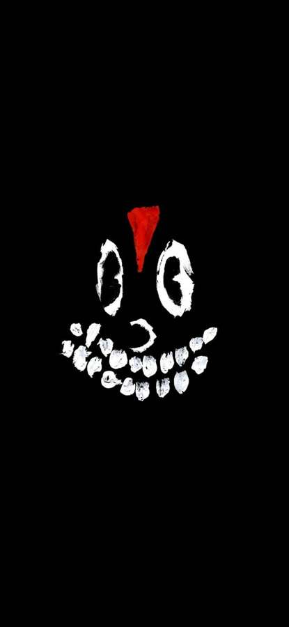 Un volto stilizzato bianco con naso rosso e sorriso dentato su sfondo nero. — Lil Darkie Sfondi