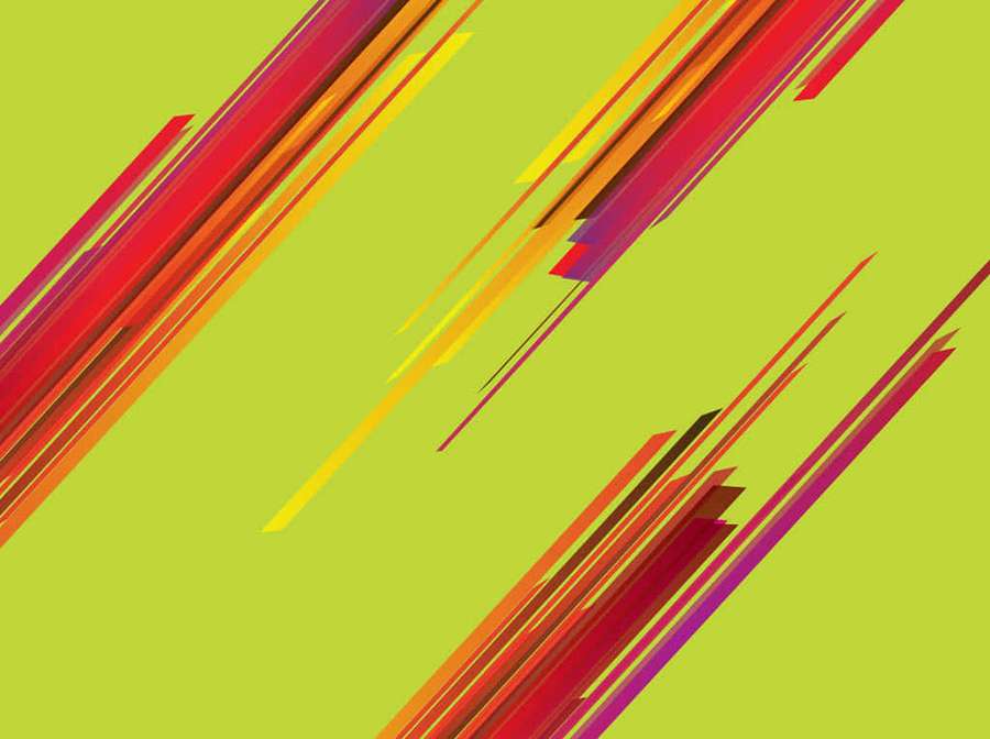 Bold diagonal color streaks on lime green background — Line Vector Wallpaper