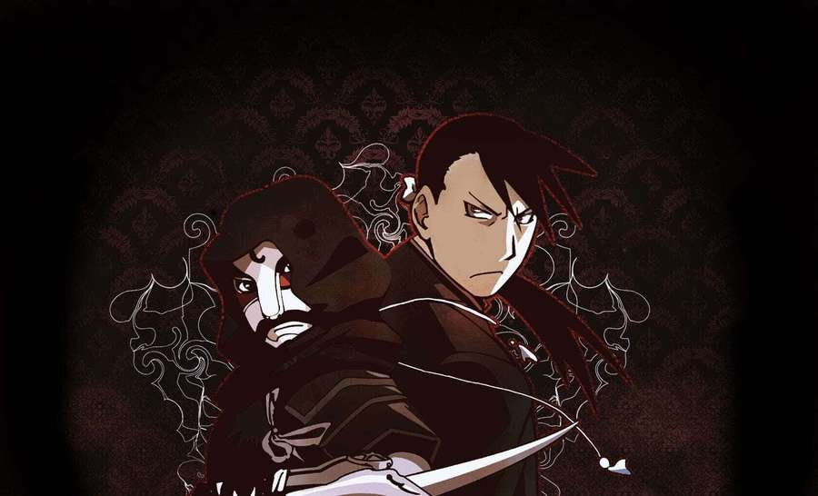 Two anime warriors in dark cloaks with swords and swirling energy effects. — Ling Yao Wallpaper