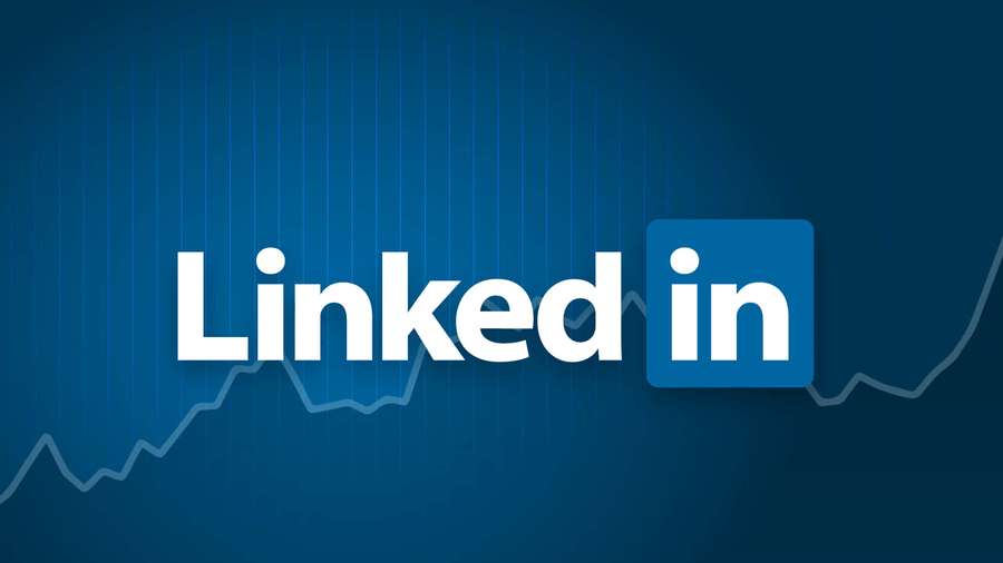 LinkedIn logo with upward trending graph on blue background — Linkedin Background