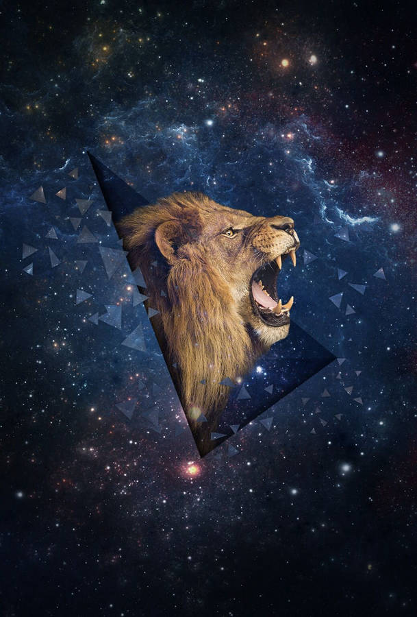 Lion Galaxy Background Wallpaper