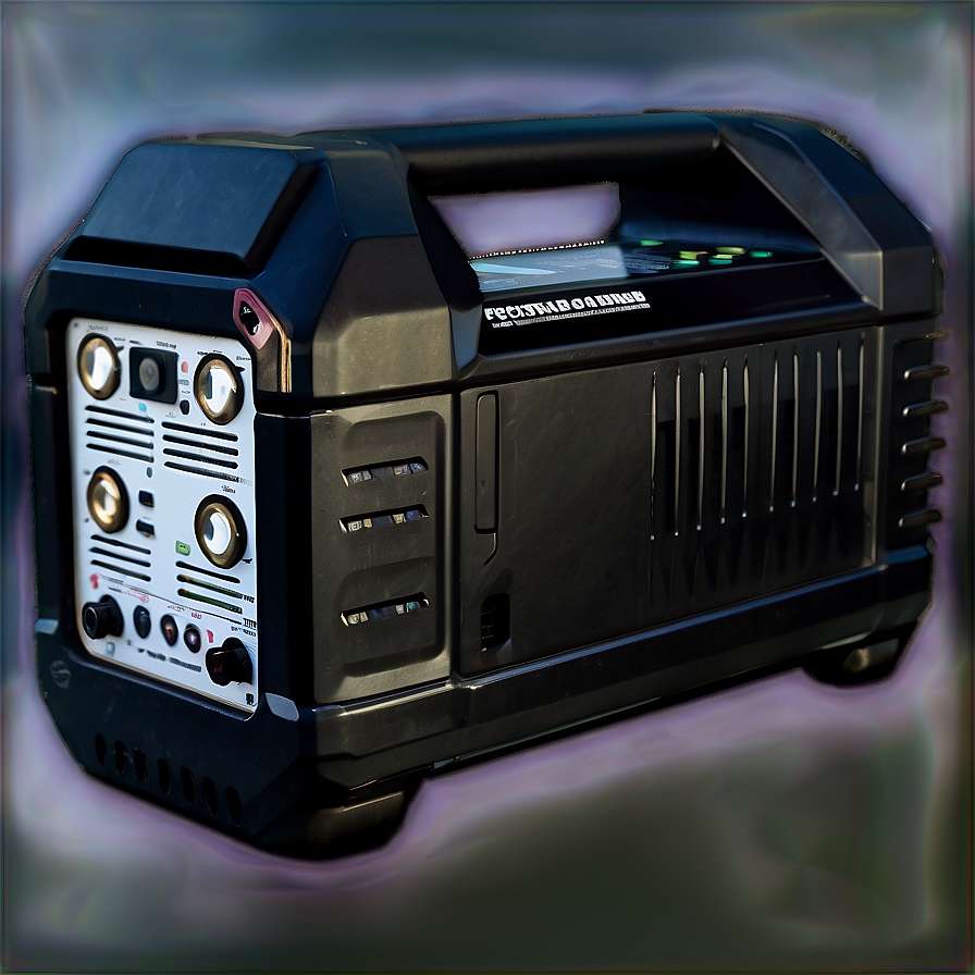 Rugged black portable power station with control dials and vents. — Lithium PNG