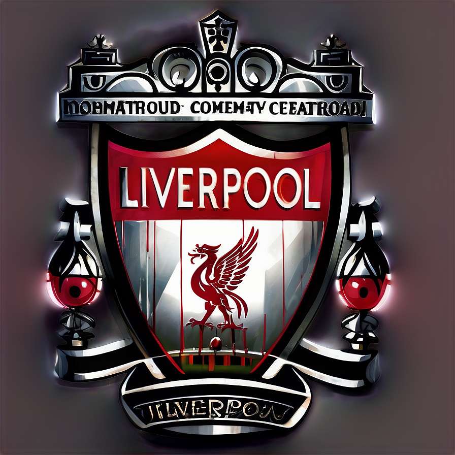 Glowing Liverpool FC crest with reversed text and red lights — Liverpool Logo PNG