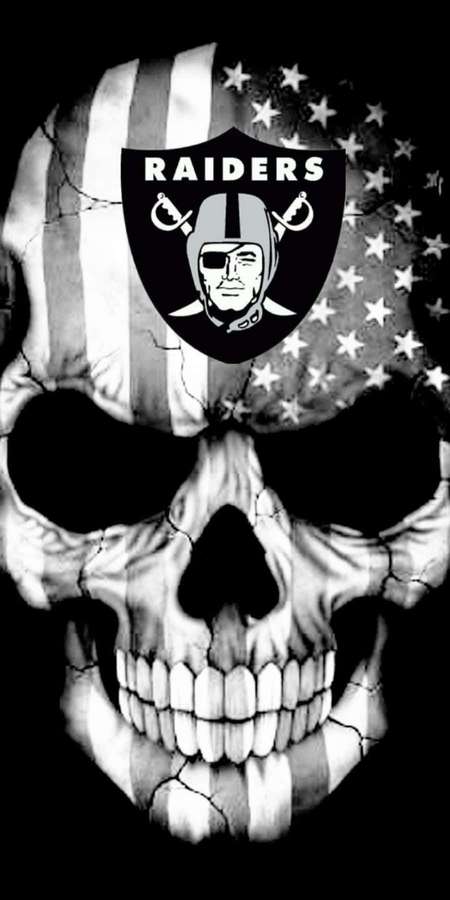 Cráneo con bandera estadounidense y logotipo de Raiders — Logo de los Raiders Fondos de pantalla