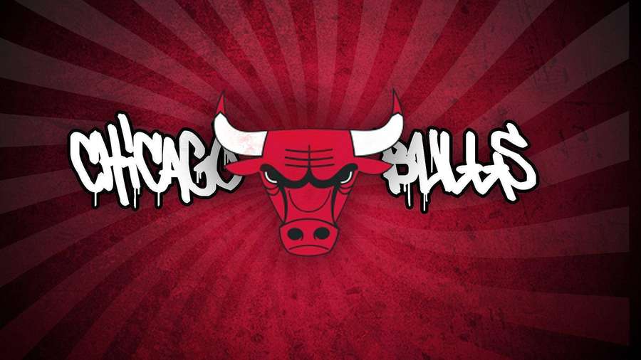 Logotipo do time de basquete Chicago Bulls com cabeça de touro vermelha e texto em negrito. — Logotipo do Bulls Papéis de Parede