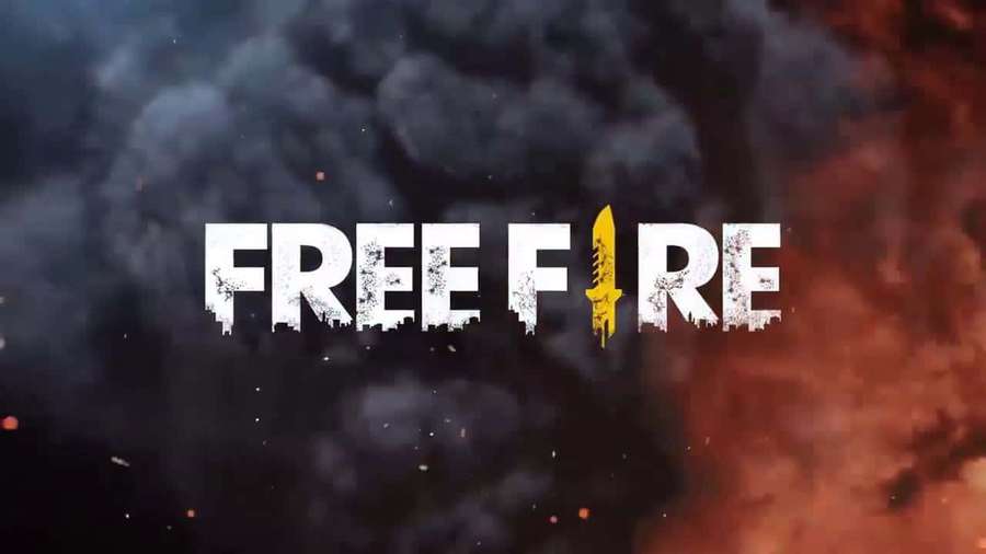 Logotipo do jogo Free Fire com símbolo de faca em meio a efeitos de fumaça e fogo. — Logotipo do Free Fire Papéis de Parede