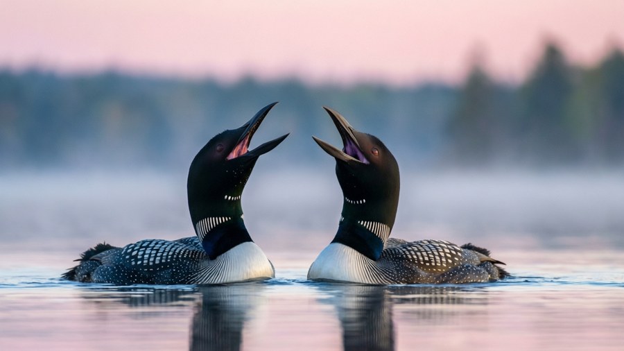 Rufe der Seetaucher im Morgengrauen — Loon Wallpaper