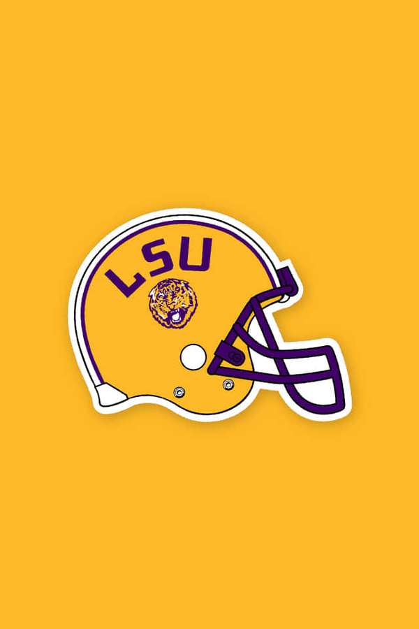 LSU Tigers football-hjelm-logo-klistermærke på gul baggrund — Lsu iPhone Wallpapers