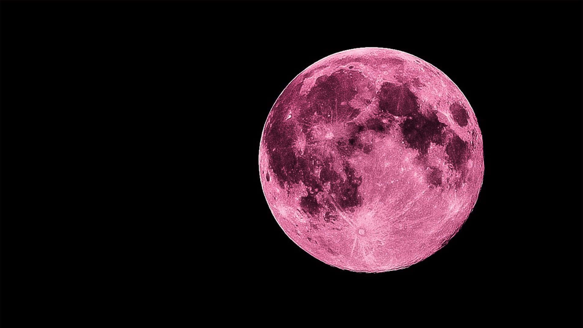 Una gran luna llena rosa con cráteres visibles contra un cielo negro — Luna rosa Fondos de pantalla