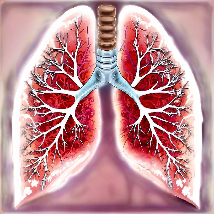 Illustration of human lungs showing bronchial tree and internal structure. — Lungs PNG