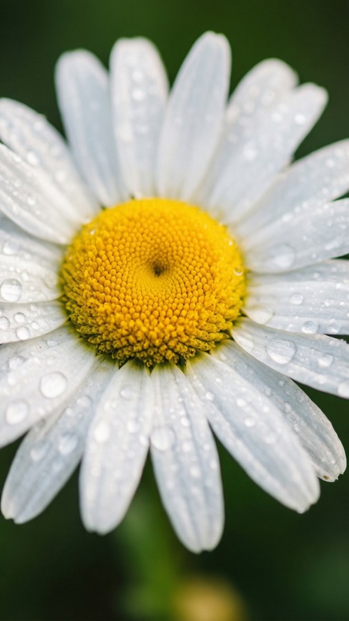 Close-up of daisy with raindrops and morning light — Macro Flower Background