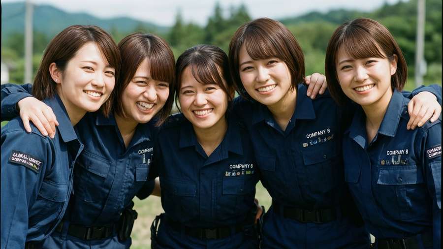 Maki Oze with her fellow firefighters from Company 8. — Maki Oze Wallpaper