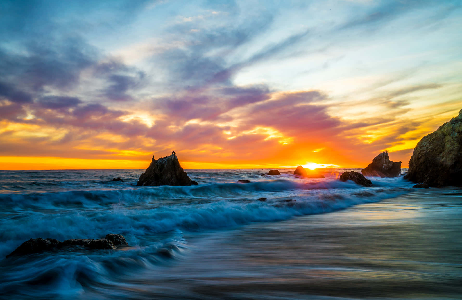 Malibu Beach Sunrise Desktop Wallpaper