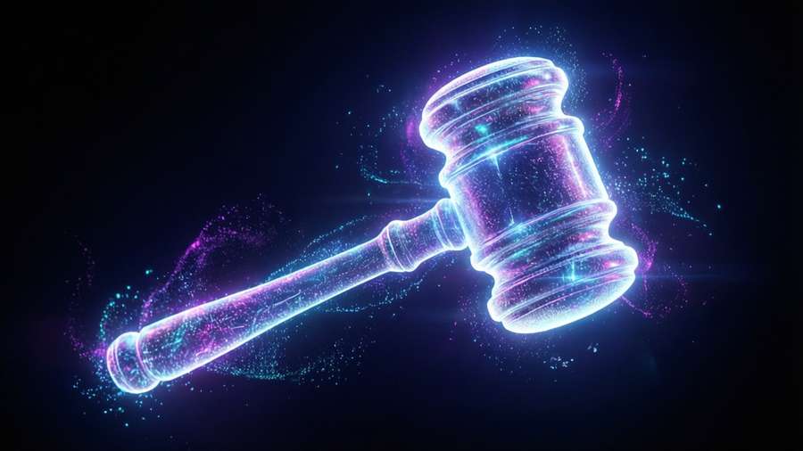 Futuristic neon mallet glowing in darkness, for sci-fi and cyberpunk themes. — Mallet Wallpaper