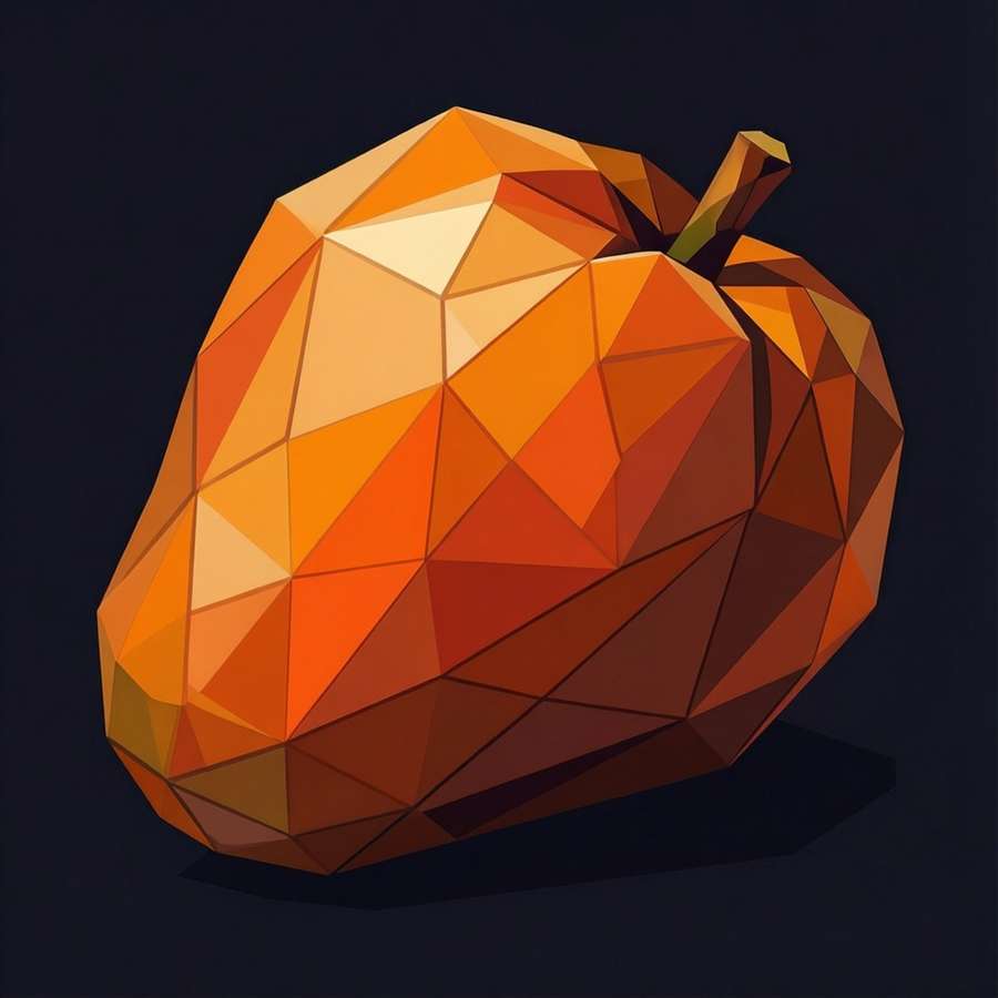 A digital illustration of a mammee apple with geometric shapes, modern art style, bright colors. — Mammee Picture