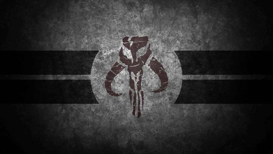 Mandalorianisches Symbol auf strukturiertem grauem Hintergrund mit schwarzen Streifen — Mandalorianer Wallpaper