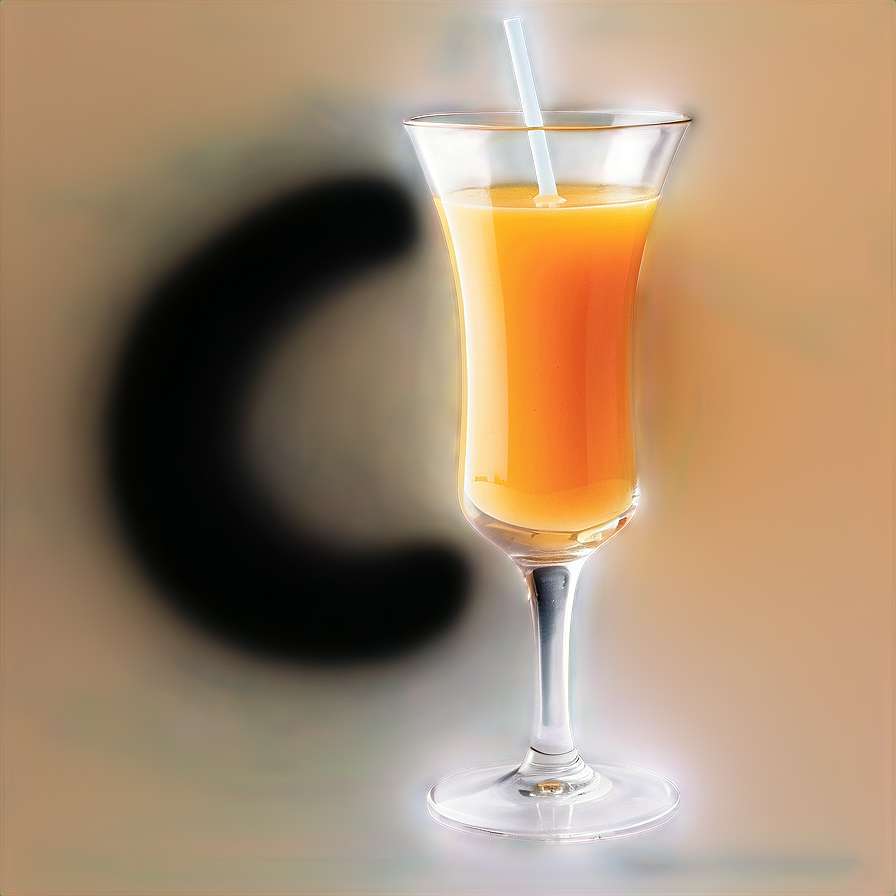 Tall glass of orange juice with straw on soft background — Mandarin PNG