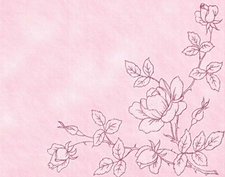 Pink line drawing of roses and leaves on a textured pink background. — Marble Pink Wallpaper