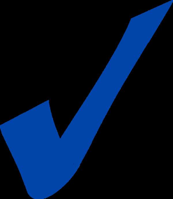 Blue checkmark symbol on black background — Mark PNG