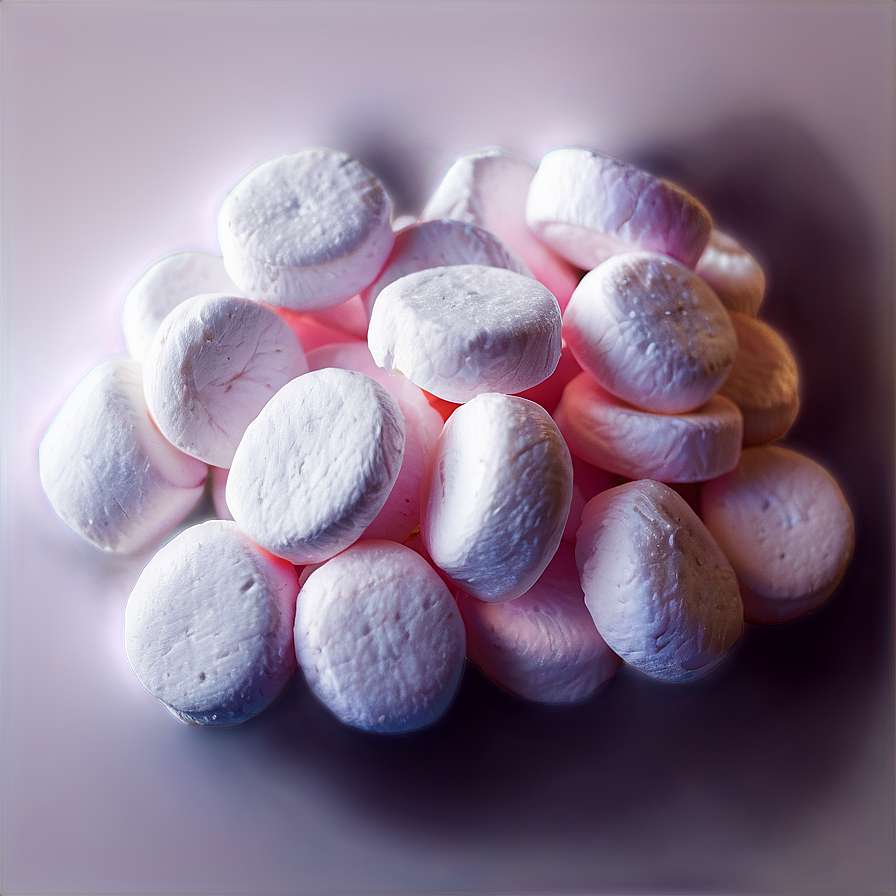 Pile of white marshmallows glowing with pink light. — Marshmallow PNG