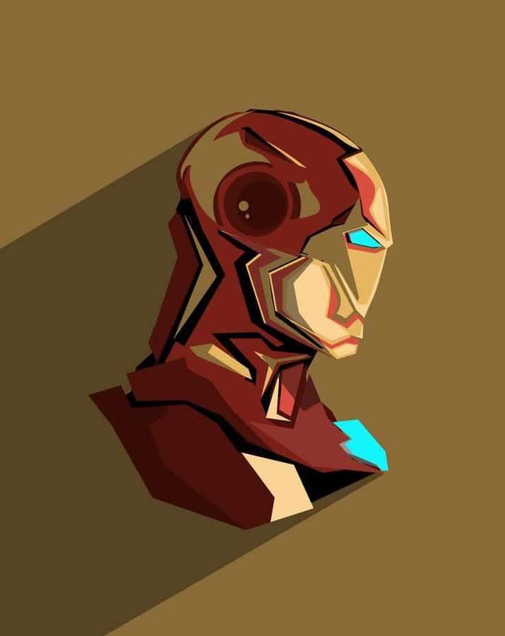 Geometrisch stilisierte Iron-Man-Büste mit leuchtend blauen Augen und Brustlichtbogenreaktor. — Marvel profilbilder Bild Bilder