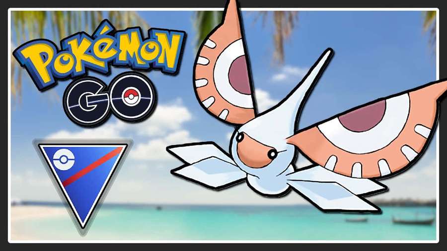 Latios flying over a tropical beach with Pokemon GO logo and team logo. — Masquerain Picture