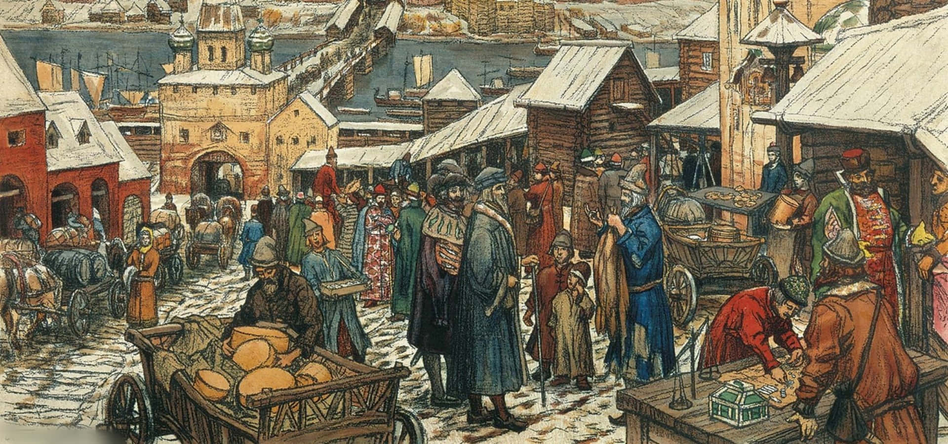 10 16 века. Васнецов базар 17 век.