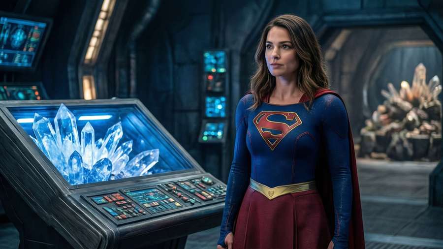 Supergirl contemplates in the icy Fortress of Solitude. — Melissa benoist Background