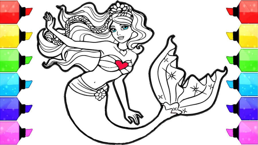 Mermaid Coloring Pictures Wallpaper