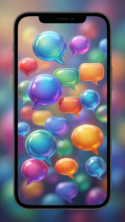 Vivid smartphone screen with diverse chat bubbles for messaging wallpaper — Messages Wallpaper