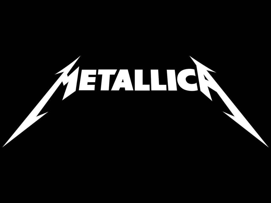 Metallica band logo in white on black background with lightning bolt design. — Metallica Background