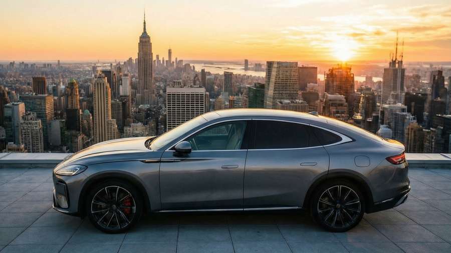 MG7 on rooftop at sunset with city view, luxury — Mg 7 Wallpaper