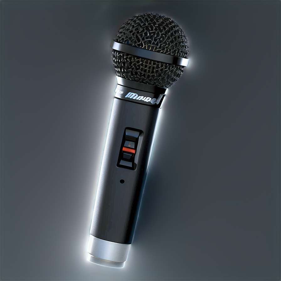 Professional black microphone with glowing edges on dark background — Mic PNG