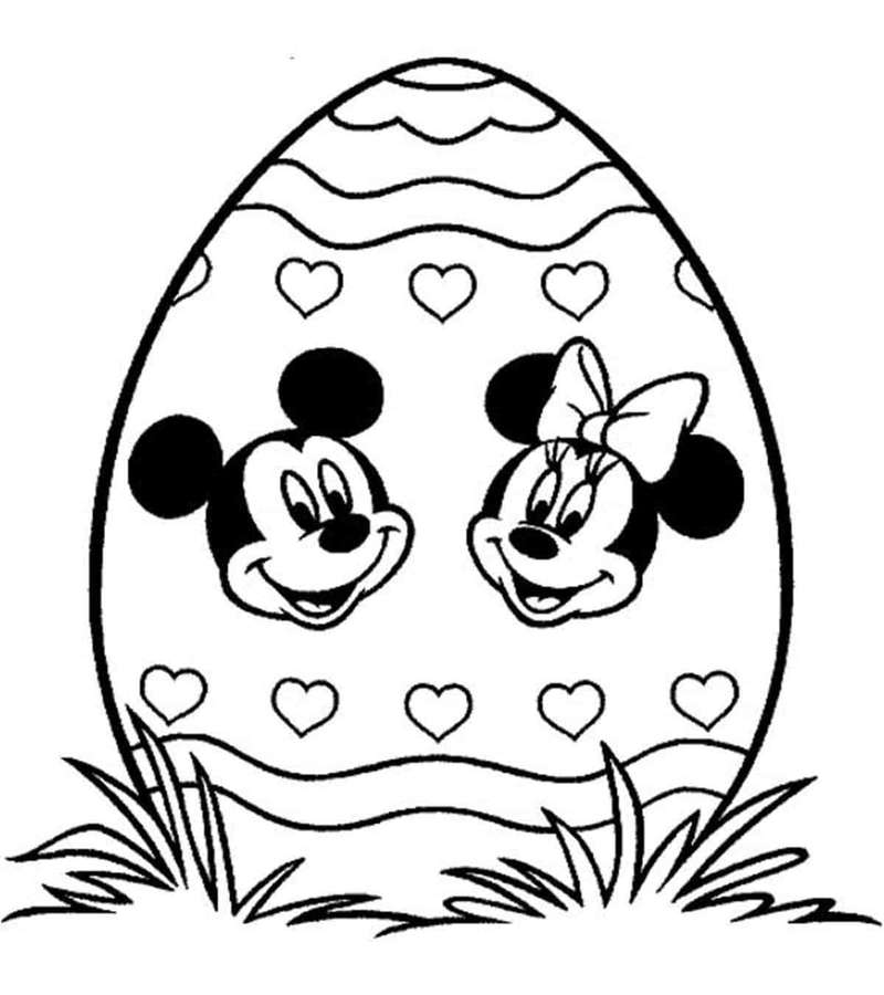 Mickey und Minnie Maus in einem dekorierten Osterei mit Herzen — Mickey Mouse Bilder Hintergrund Wallpaper