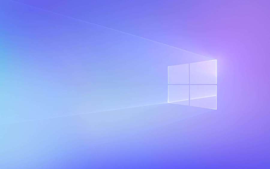 Windows logo glowing in blue and purple gradient background — Microsoft Background