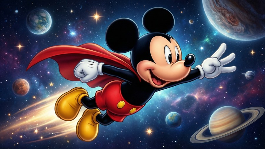 Mighty Mouse explores the cosmos in a space adventure. — Mighty mouse Background