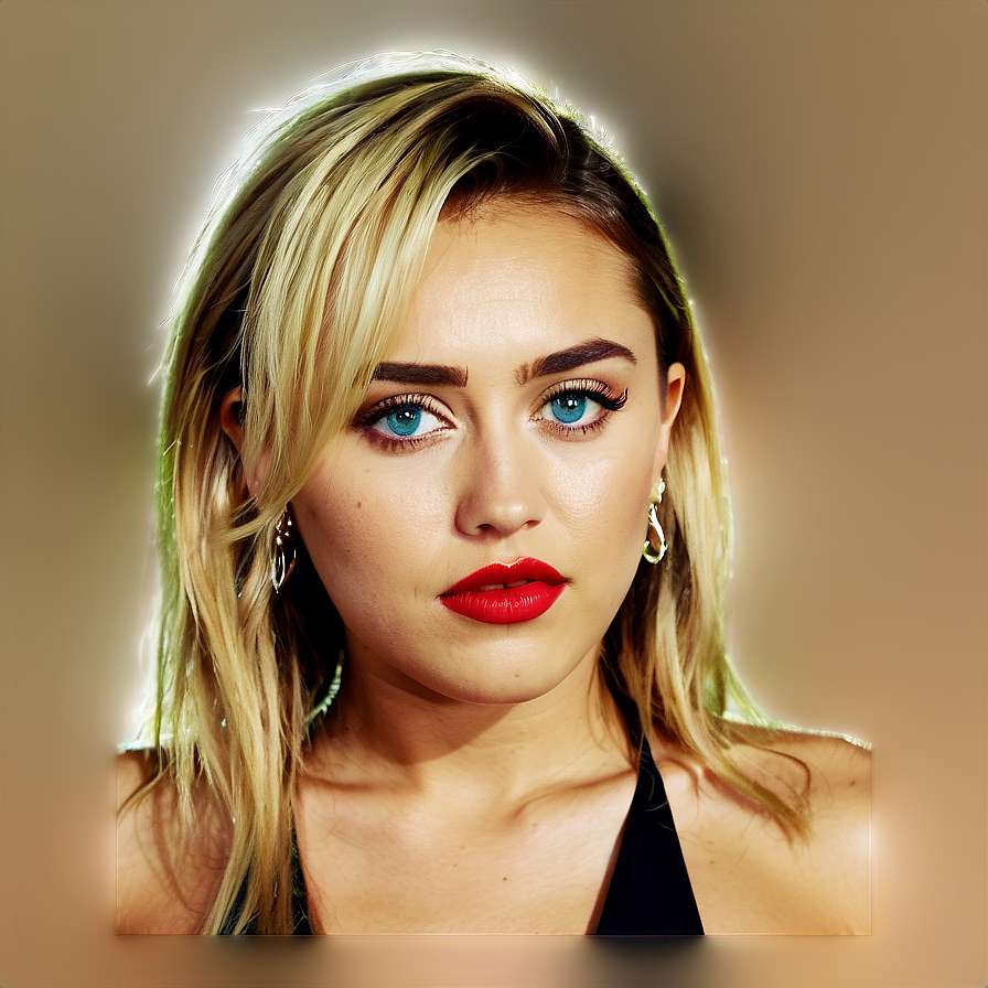 Close-up portrait of a woman with blonde hair blue eyes and red lips. — Miley PNG