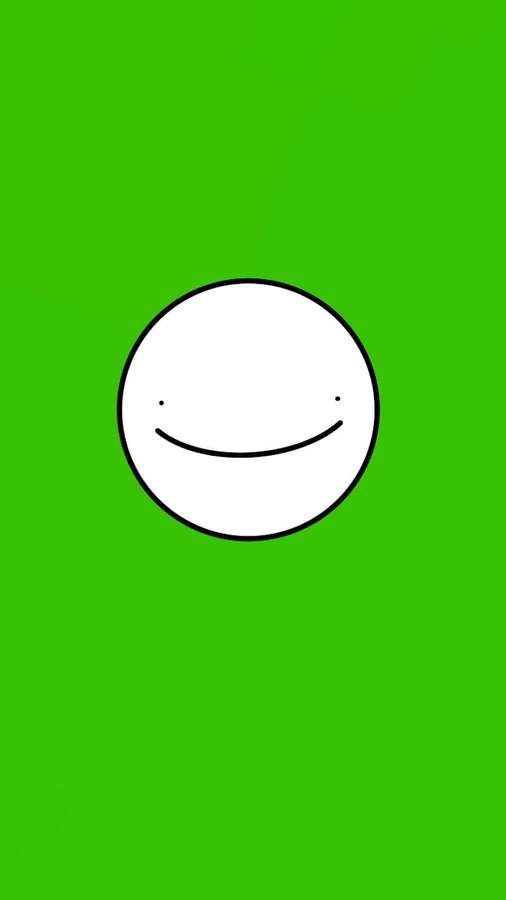 A simple white smiley face with dot eyes and curved mouth on a green background. — Minecraft Dream Wallpaper