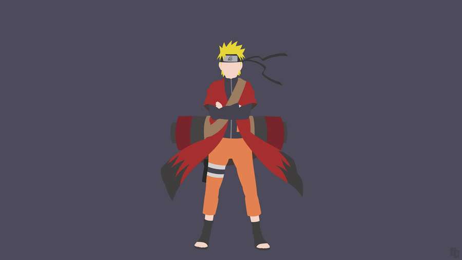 Anime ninja character Naruto Uzumaki in orange and red outfit with arms crossed. — Minimalist Anime Background