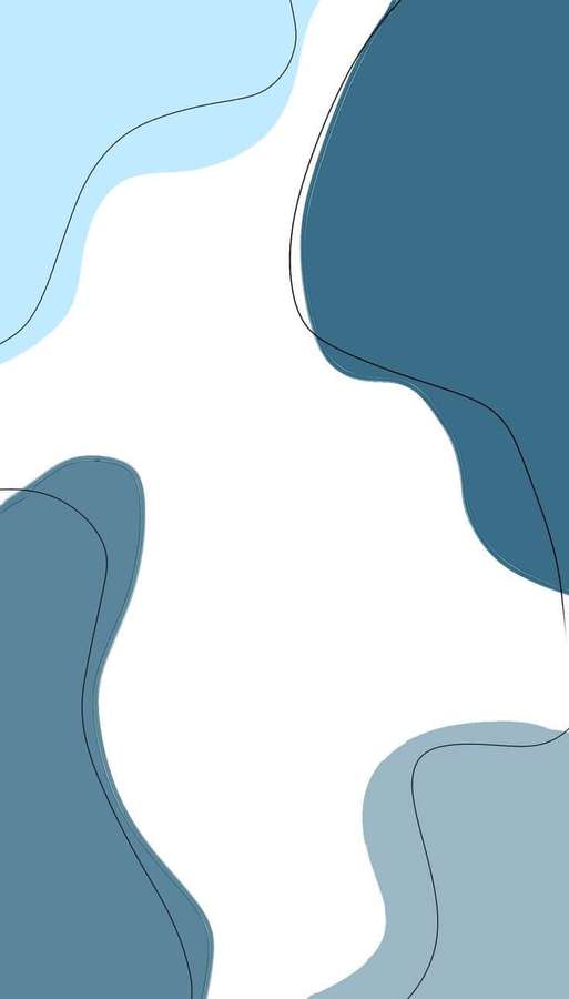 Minimalist abstract wallpaper with flowing blue shapes and black outlines on white. — Minimalist Blue Wallpaper