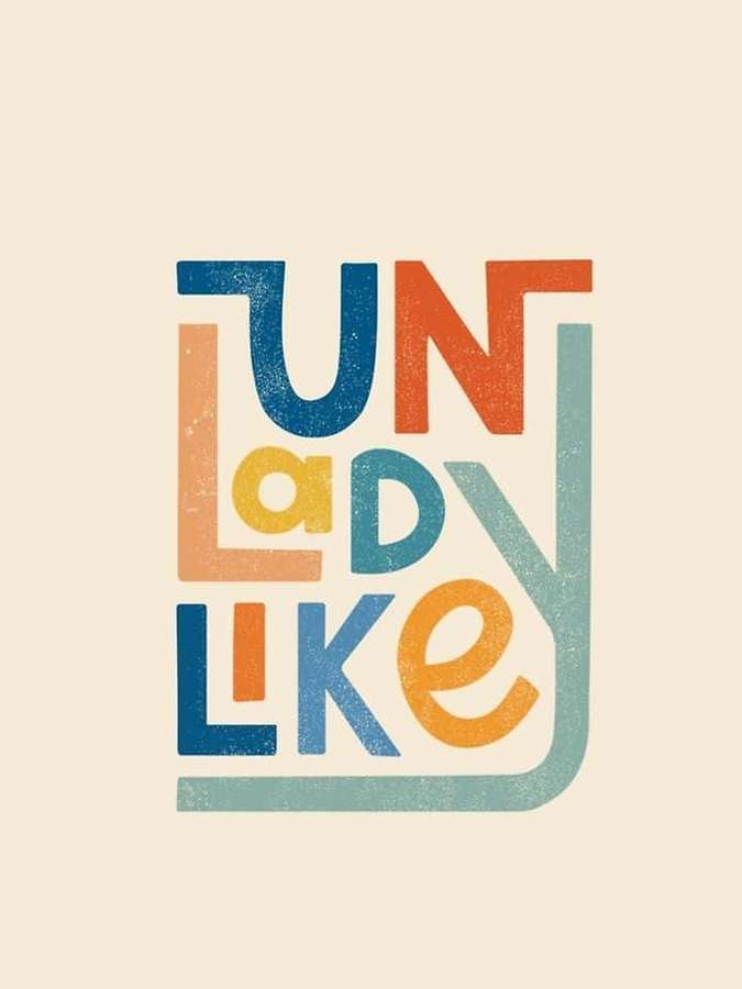 Vibrant retro-style text art reading 'UNLADYLIKE' with distressed texture. — Minimalist Typography Wallpaper