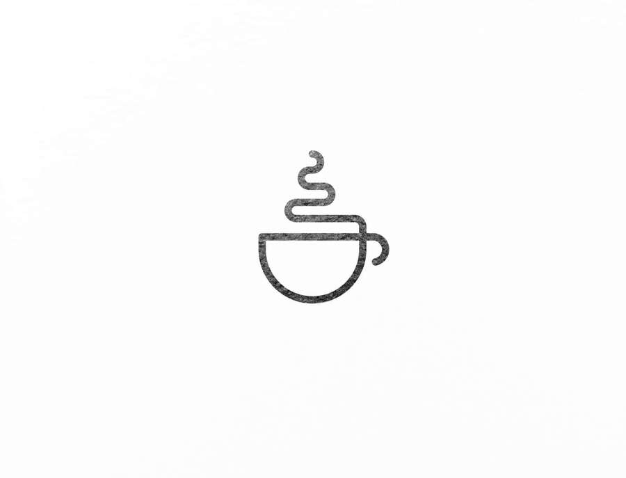 Un icono simple de arte lineal gris de una taza de café humeante sobre fondo blanco. — Minimalista de café Fondos de pantalla