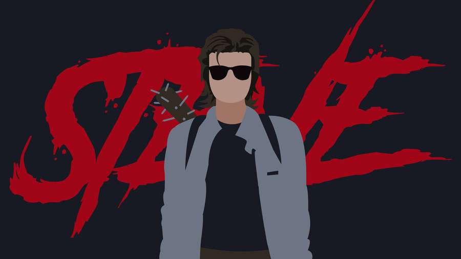 Mann mit Sonnenbrille, der einen Stachelschläger mit rotem Graffiti-Text hinter sich hält. — Minimalistische Ästhetik Wallpaper