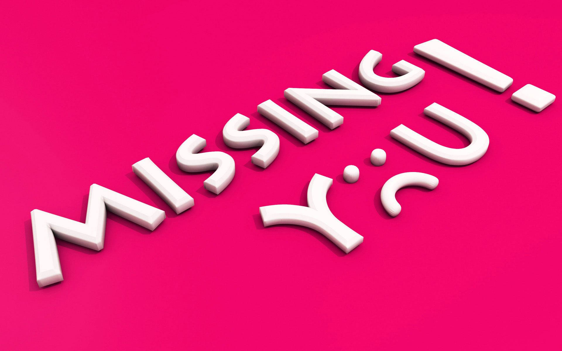 Rosa bakgrund med vit 3D-text som läser 'MISSING! Y?U.' — Saknad bakgrund Bakgrundsbilder