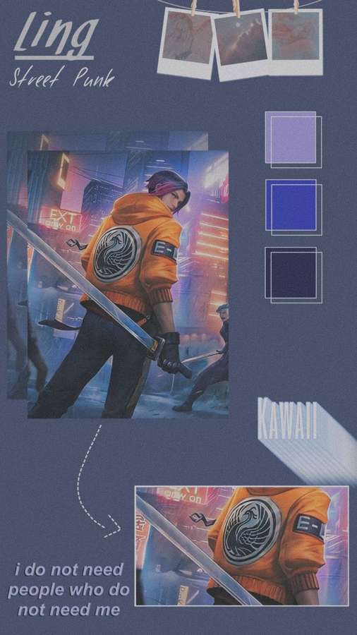 Anime street punk character in orange hoodie holding sword in neon city at night. — Ml Picture