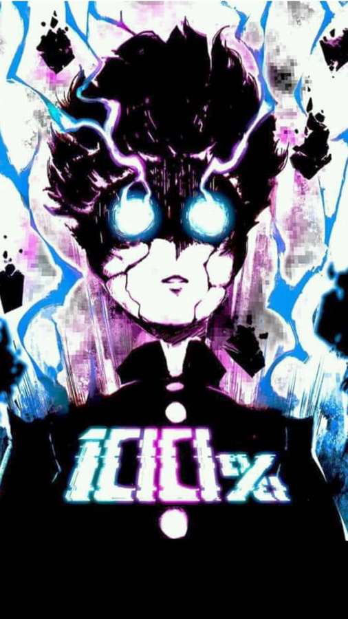 Anime character with glowing eyes and electric energy effects. — Mob Psycho iPhone Wallpaper