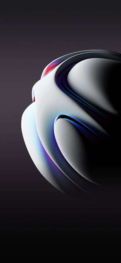 Patung abstrak dengan kurva neon bercahaya di latar gelap — Mobile 3d Wallpaper