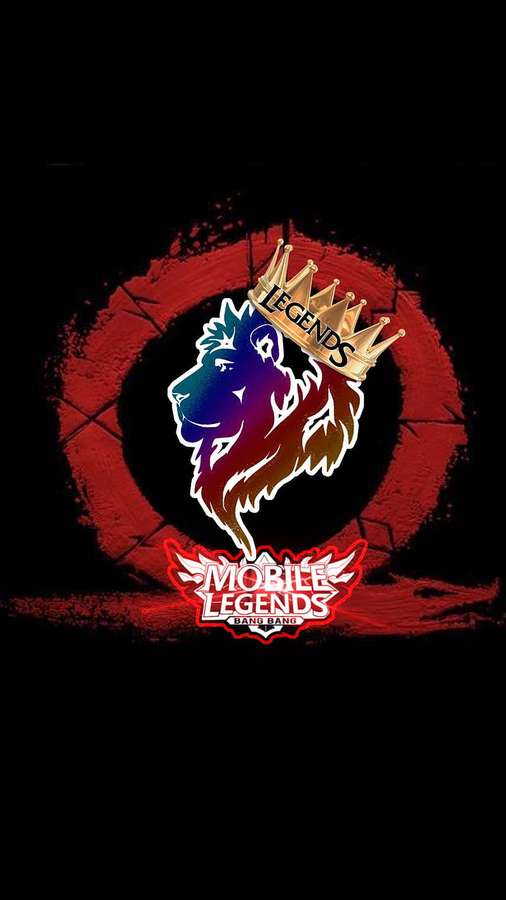 Mobile Legends game logo featuring a crowned lion with red cracked circle background. — Mobile Legends Logo Wallpaper