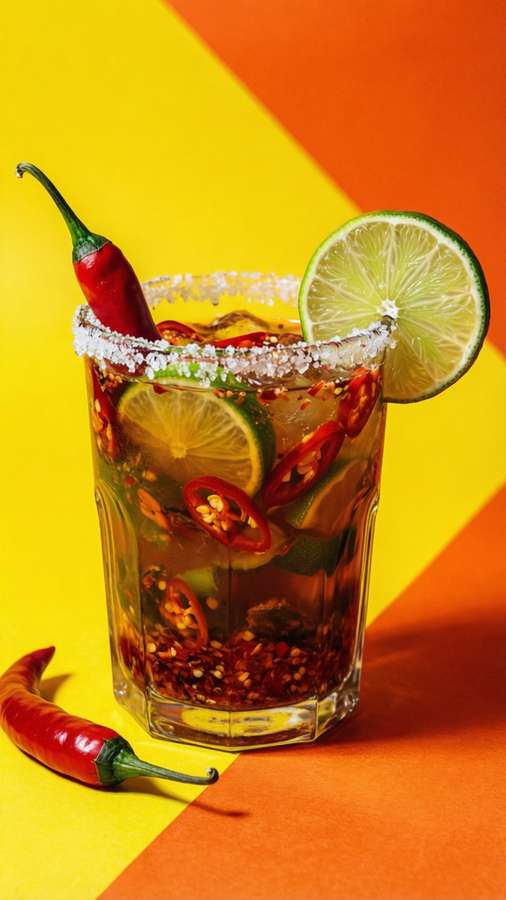 Spicy mojito with chili pepper, vibrant fiesta colors — Mojito Picture